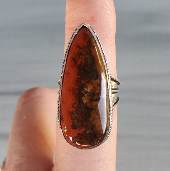 New Moroccan Seam Agate 925 Silver Ring. Size 8 - Picture 9 of 12